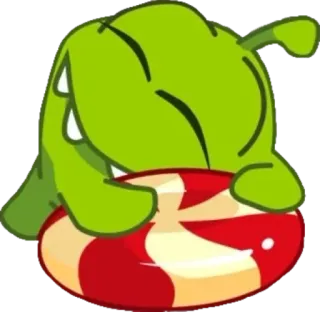 🤗 86038229 Om Nom Cut the Rope zielony, potwór, cukierek, gra, słodki whatsapp sticker