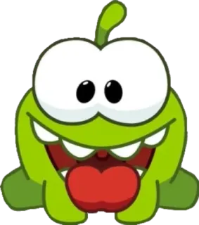 😜 926ae8da Om Nom Cut the Rope Kreskówka, Gra, Zielony, Potwór, Słodki, Uroczy whatsapp sticker