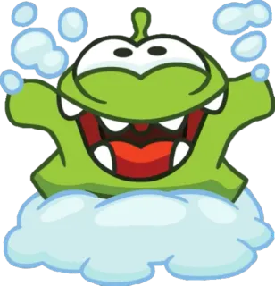 🤩 a2728719 Om Nom Cut the Rope potwór, cukierek, zielony, gra, słodki whatsapp sticker