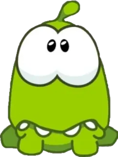 🙁 a61a8ea5 Om Nom Cut the Rope potwór, zielony, słodki, cukierek, gra whatsapp sticker