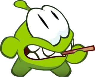 😟 db27c16d Om Nom Cut the Rope zielony, potwór, cukierek, gra, słodki whatsapp sticker