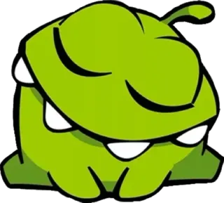 😌 e0608e1d omnom, Cut the Rope, zielony, potwór, kreskówka, gra, cukierek whatsapp sticker