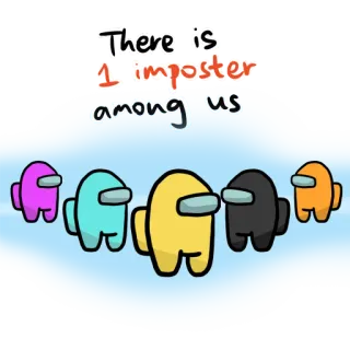 🥴 f4747006 Among Us There is 1 imposter among us Among Us, juego, impostor, tripulante, espacio, personaje whatsapp sticker