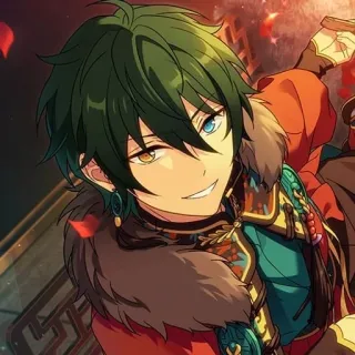 🍭 12673ba0 アニメ, キャラクター, 笑顔, 緑髪, 片目閉じ telegram sticker