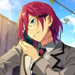 💊 4554a5a5 アニメ, 眼鏡, 制服, 赤髪, 男性キャラ, 笑顔 telegram sticker