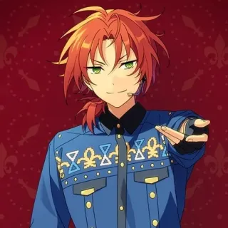 🎼 456efcdc アニメ, キャラクター, オレンジ髪, 緑色の目, 青いジャケット telegram sticker