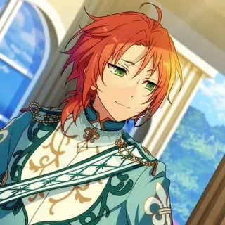 🎼 d987f468 アニメ, キャラクター, ポートレート, オレンジ色の髪, 緑色の目 telegram sticker