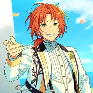 🎼 f42a5e59 アニメ, キャラクター, オレンジ髪, 笑顔 telegram sticker