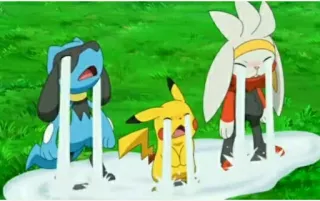 😭 ffe42dbb Pikachu Pokemon pokemon, pikachu, menangis, sedih, anime, kartun, riolu, lopunny telegram sticker