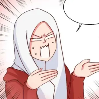 📎 c7c8dbe5 만화, 여자, 히잡, 표정, 화난 telegram sticker
