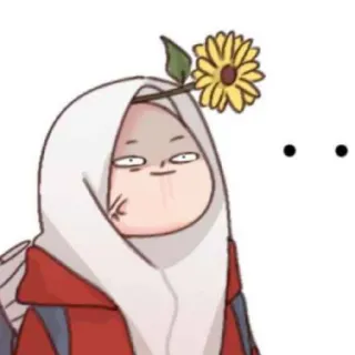 😄 260dedb0 cartoon, illustration, woman, hijab, expression, art telegram sticker