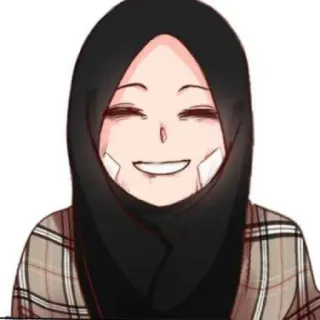 😄 7c0a96b9 hijab, anime, woman, smile telegram sticker