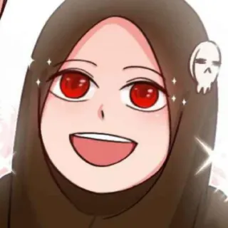 😄 8503ccbd anime style, cartoon, female, woman, hijab, skull telegram sticker