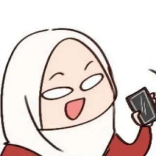 😄 8ced4178 cartoon, hijab, phone, woman, islam telegram sticker
