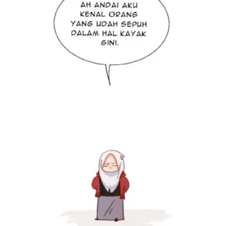😄 b2b86e93 AH ANDAI AKU KENAL ORANG YANG UDAH SEPUH DALAM HAL KAYAK GINI. cartoon, comic, speech bubble, hijab telegram sticker