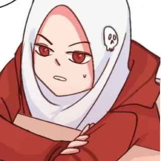😄 c68bb499 anime girl, cartoon, red eyes, hijab, skull telegram sticker