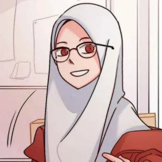 🧨 1f5248e1 wanita, hijab, kacamata, kartun, karakter, muslim whatsapp sticker