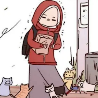 🧨 88e952e6 kartun, anime, wanita, kucing, hewan, ilustrasi, imut whatsapp sticker