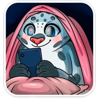 🎑 6b6bea10 물개, 동물, 만화, 귀여운, 핸드폰, 침대 telegram sticker