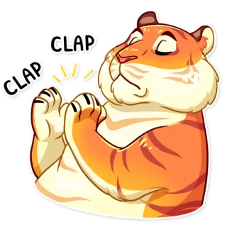 👏 3265f6b2 CLAP CLAP tiger, clapping, applause, animal, cartoon, illustration, celebration telegram sticker