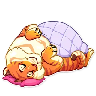 😴 b791b78d tiger, animal, cute, sleepy, lazy, cartoon, striped, feline telegram sticker