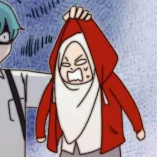 📚 cdfa1a86 애니메이션, 만화, 소녀, 후드티, 캐릭터, 히잡, 화난 telegram sticker