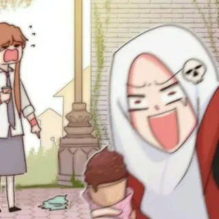 📚 e4d16a40 애니메이션, 만화, 아이스크림, 히잡, 감정적인, 웃긴 telegram sticker