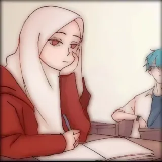🤸‍♀ 47f05648 Аниме, Хиджаб, Студент, Манга, Рисунок, Иллюстрация telegram sticker