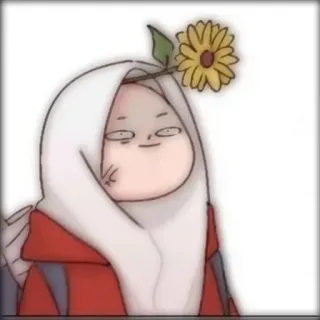 🤸‍♀ 60ba8c9a Мультфильм, Иллюстрация, Хиджаб, Цветок, Портрет telegram sticker