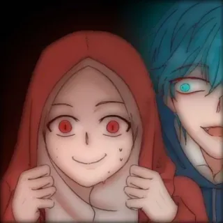 🤸‍♀ b9683416 Аниме, Мультфильмы, Красный, Синий, Толстовки, Жуткий, Страшный telegram sticker