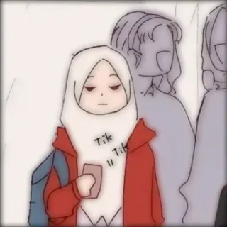 🤸‍♀ d336d090 Tik Tik Аниме, Мультфильм, Девушка, Хиджаб, Телефон telegram sticker