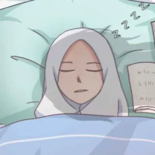 ℹ️ 1bb07de7 睡眠, 睡眠中, イスラム教徒, ヒジャブ, アニメ telegram sticker