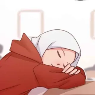 ℹ️ 2afa10ee ヒジャブ, 女性, 睡眠, 眠い, 漫画 telegram sticker