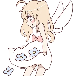 ☺️ 6c5dc08c fairy, anime, cute, girl, wings, dress, flowers telegram sticker