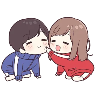 ❤️ fcb4f5ad アニメ, カップル, ちびキャラ, 可愛い, 恋愛, 愛 telegram sticker