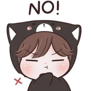 😼 1ff5cd15 NO! いいえ, 否定, 漫画, かわいい, クマ, パーカー telegram sticker