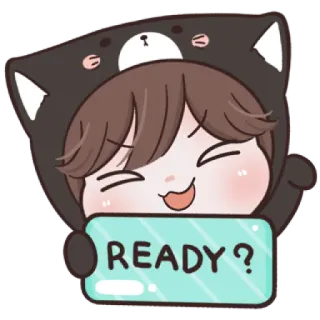 😼 49afbdc4 READY? 漫画, キャラクター, 準備完了, 質問, ステッカー, 可愛い telegram sticker