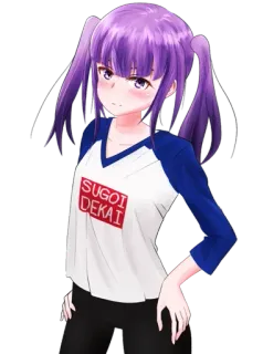 😒 17228d04 SUGOI DEKAI Anime, Dziewczyna, Japoński, Sugoi, Dekai, Koszulka telegram sticker