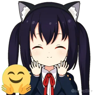 🤗 89291df4 Azusa Nakano K-On! 动漫, 猫耳, 可爱, 卡哇伊, 中野梓, 轻音少女, 同人 telegram sticker