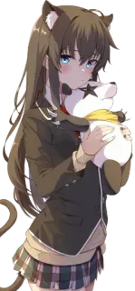 😍 600bbdbf chica anime, orejas de gato, uniforme escolar, linda, kawaii, dibujo animado telegram sticker