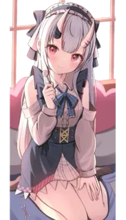 😳 c42d5c5e Chica anime, Kawaii, Cuerno, Linda, Vestido, Femenino, Ilustración telegram sticker