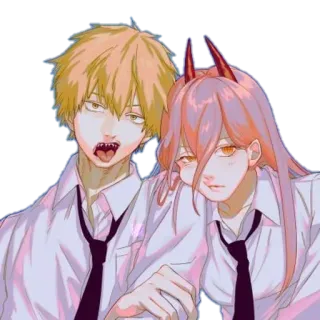 😒 977f2721 Denji and Power Chainsaw Man anime, manga, chainsaw man, denji, power, devil telegram sticker