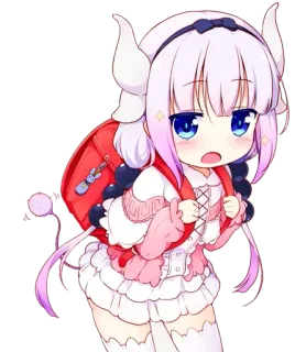 😳 145f46e9 Kanna Miss Kobayashi's Dragon Maid Anime, Kanna, Smok, Słodkie, Kawaii, Chibi telegram sticker