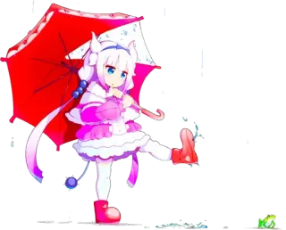 ☺️ 1d5b53c6 Kanna Kamui Miss Kobayashi's Dragon Maid Anime, Kanna Kamui, Smok, Parasol, Słodki, Kawaii telegram sticker