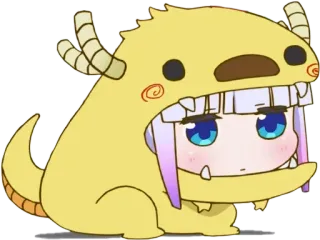 🙀 ae63b1a2 Kanna Kamui Miss Kobayashi's Dragon Maid Anime, Smok, Słodki, Kanna, Chibi, Kawaii telegram sticker