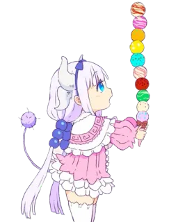 ☺️ bbff7765 Kanna Kamui Miss Kobayashi's Dragon Maid Anime, Kanna, Dragon Maid, Lody, Kawaii, Słodkie, Kreskówka telegram sticker