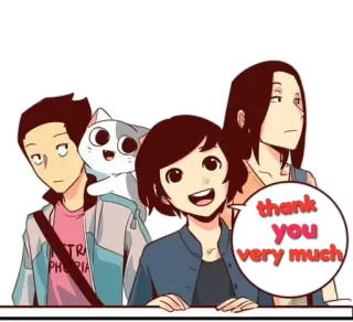 😸 b1fb88d5 thank you very much grazie, persone, gruppo, gatto, cartone animato, messaggio telegram sticker
