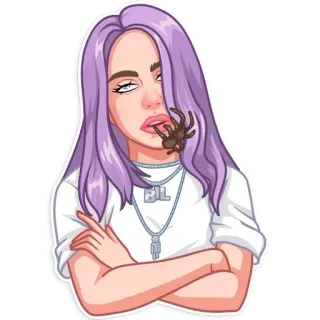 😒 48c62755 Billie Eilish BL Billie Eilish, singer, spider, cartoon, pop star telegram sticker