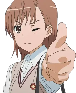 👍 4d94a44e Misaka Mikoto A Certain Magical Index anime, girl, thumbs up, wink, cute, character telegram sticker