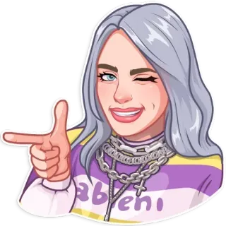 👍 a07d2df9 Billie Eilish babehi billie eilish, singer, pop star, winking, chain telegram sticker